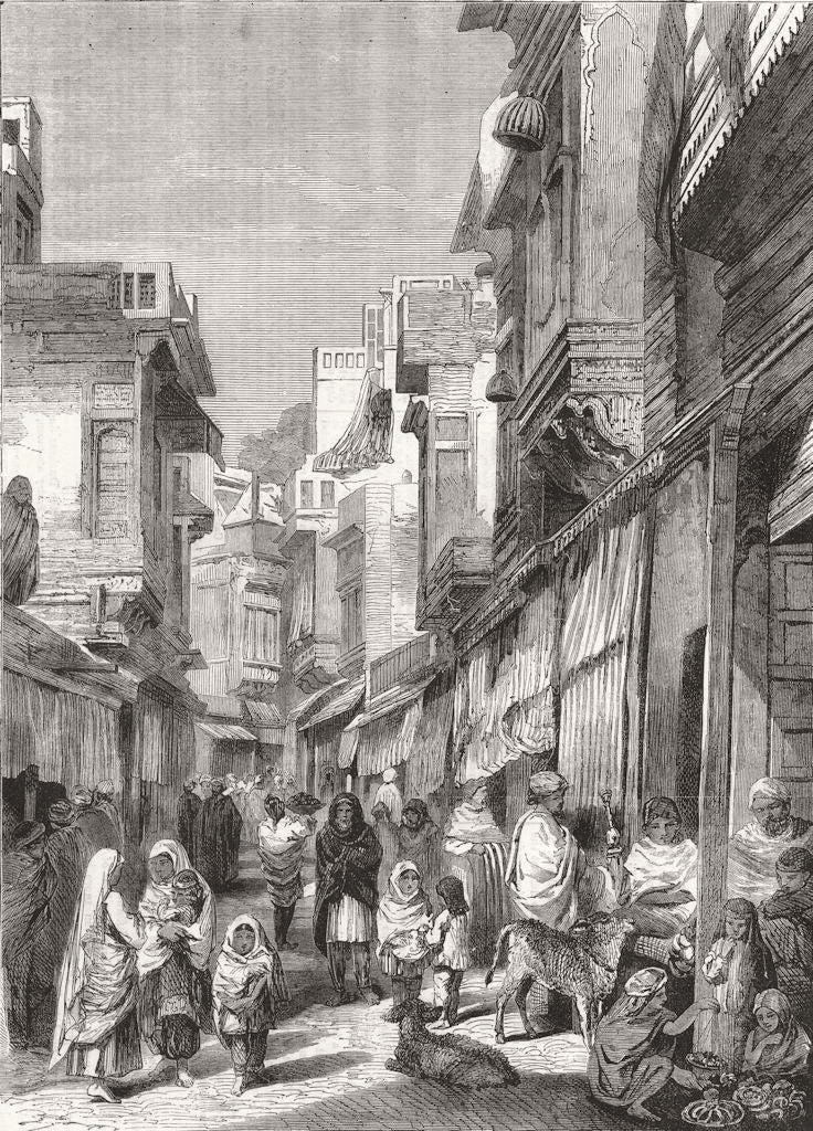 PAKISTAN. Street scenes in Lahore 1858 old antique vintage print picture